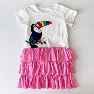 3 for $20 Girl Toucan Appliqué Ruffle Skirt Dress Size 130 Fits 5T